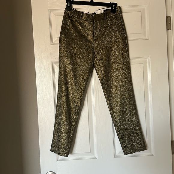 Gold shiny crop pants - Picture 1 of 4
